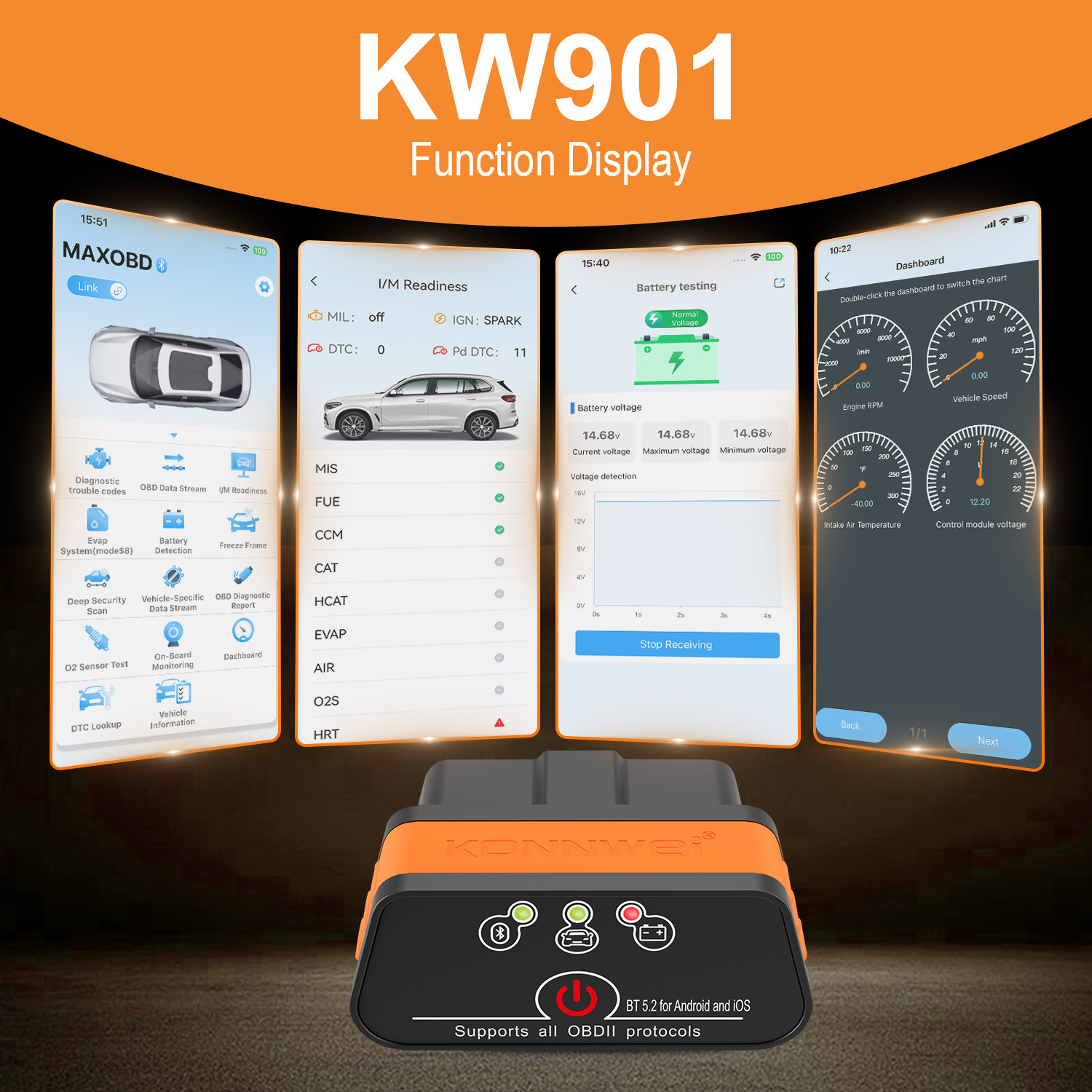 MINI OBD2 KW901 Bluetooth 4.0  – Power Tools English recenzja i cena