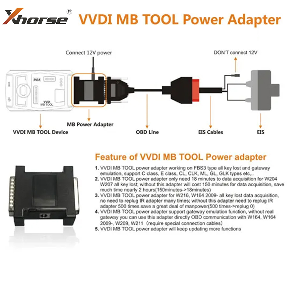 Zasilacz Xhorse VVDI MB BGA To – Power Key Tools recenzja i cena